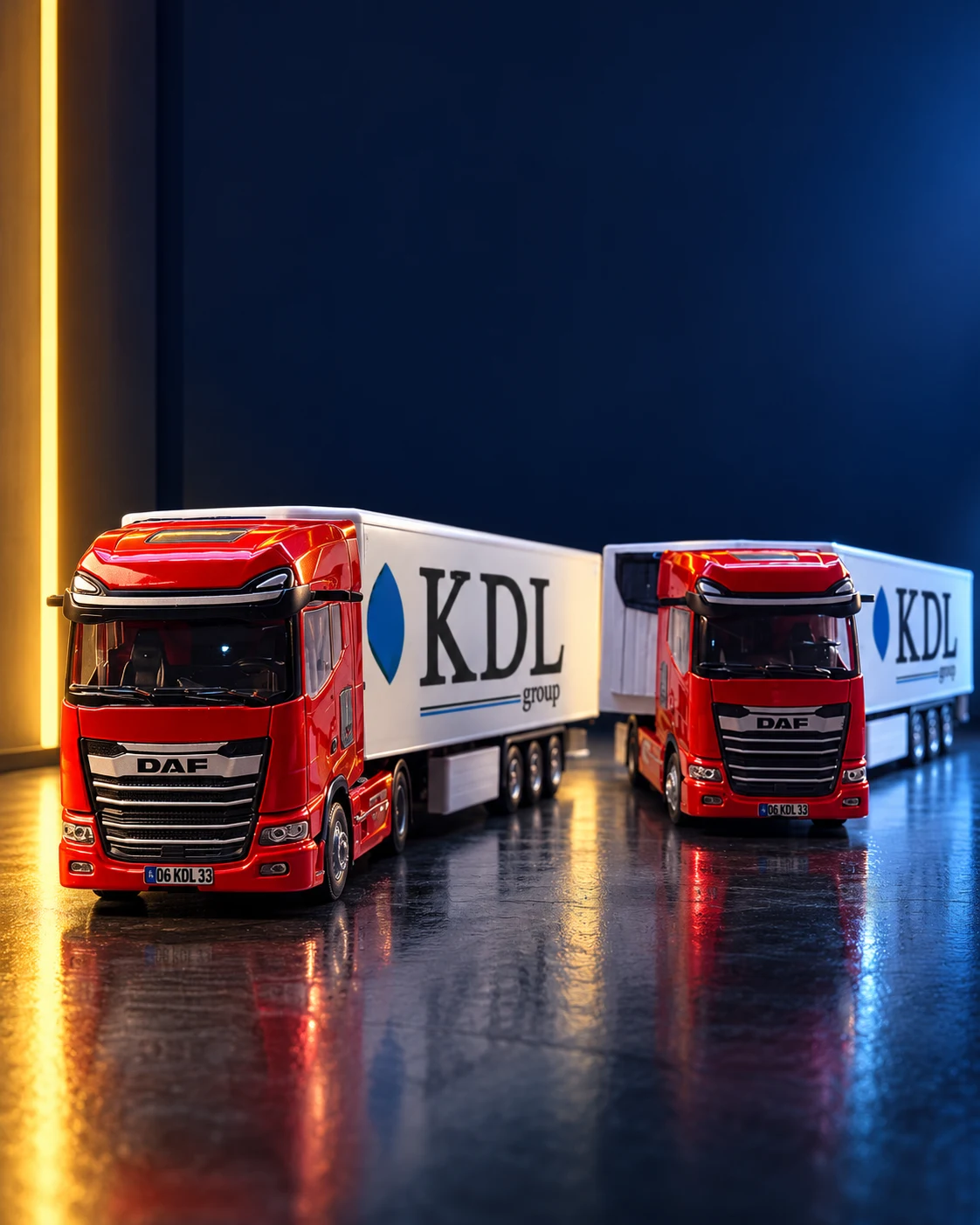 Makettir KDL kırmızı tır filosunun yeni stüdyo görselleştirmesi
